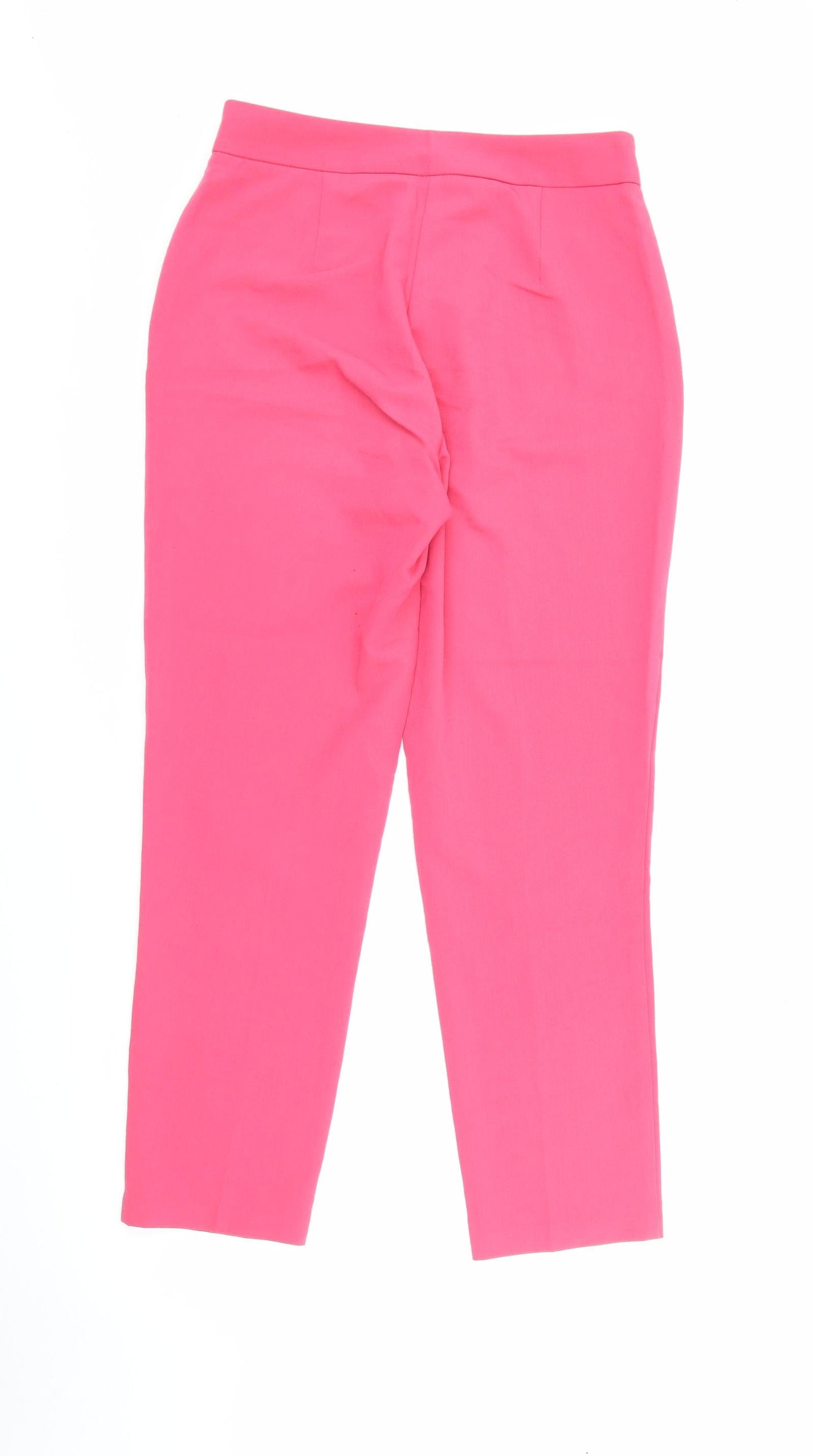 F&F Womens Pink  Polyester Carrot Trousers Size 8 L26 in Regular Zip
