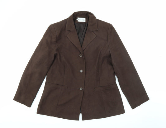Liza Lovell Womens Brown  Polyester Jacket Blazer Size 16