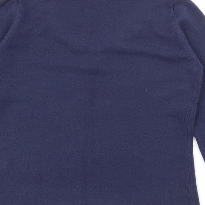 Klass Womens Blue V-Neck  Acrylic Pullover Jumper Size S