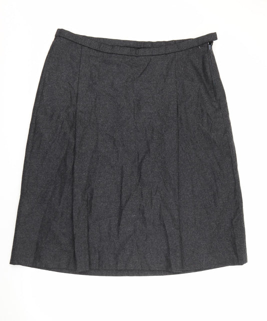 Preworn Womens Grey  Acrylic A-Line Skirt Size 42 in   Zip