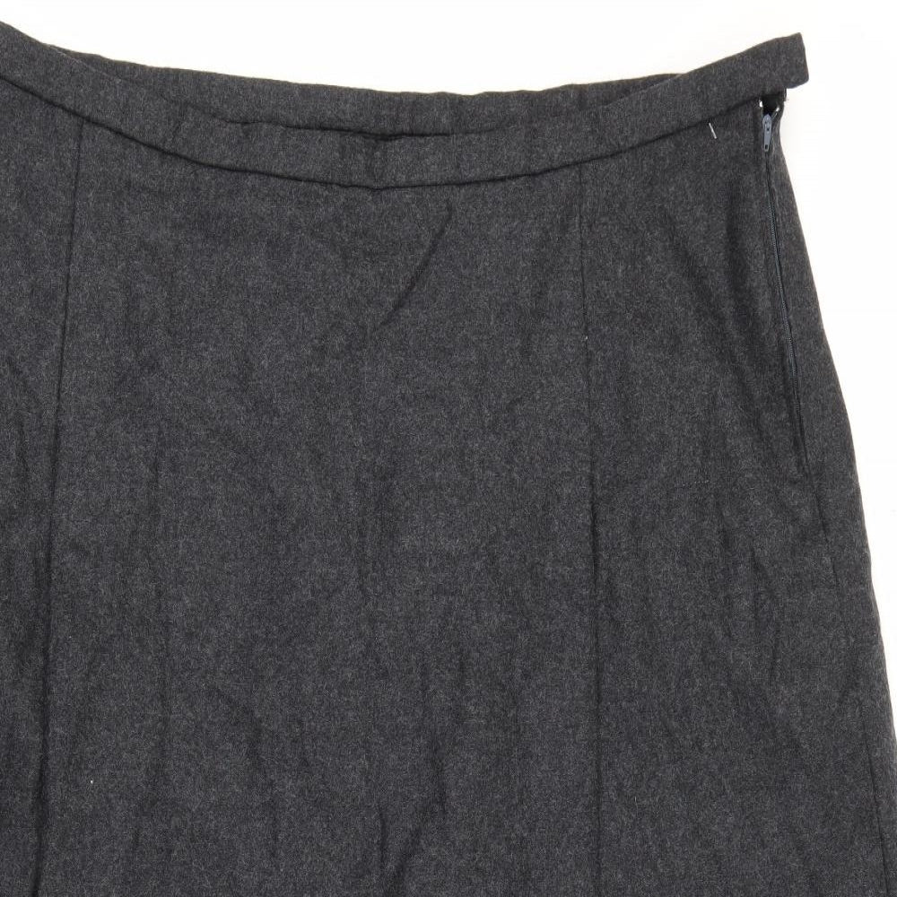 Preworn Womens Grey  Acrylic A-Line Skirt Size 42 in   Zip