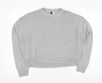H&M Womens Grey Round Neck  Acrylic Pullover Jumper Size S