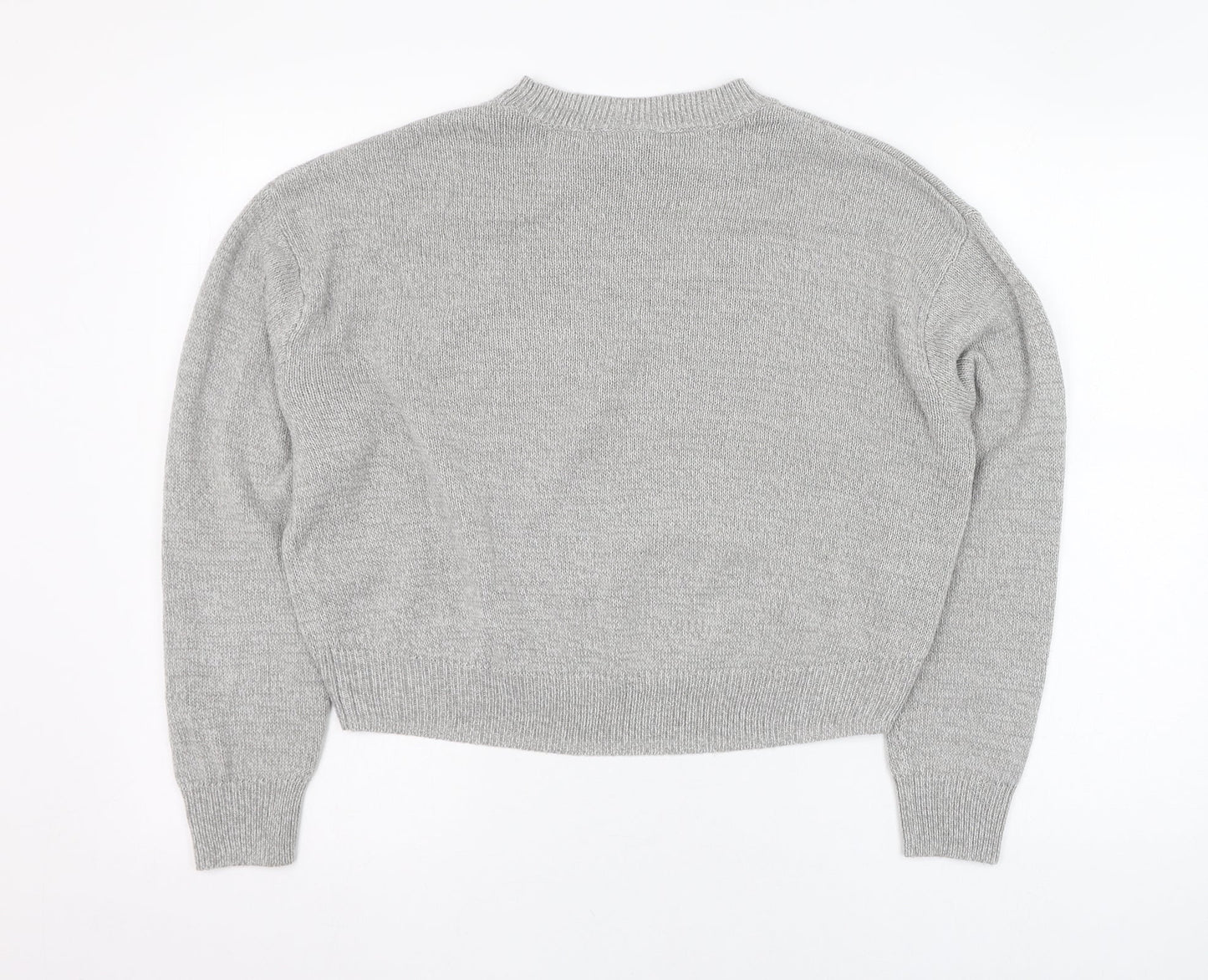 H&M Womens Grey Round Neck  Acrylic Pullover Jumper Size S