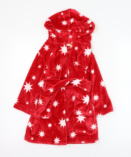 John Lewis Girls Red Solid Polyester Kimono Gown Size 3 Years  Tie - Stars