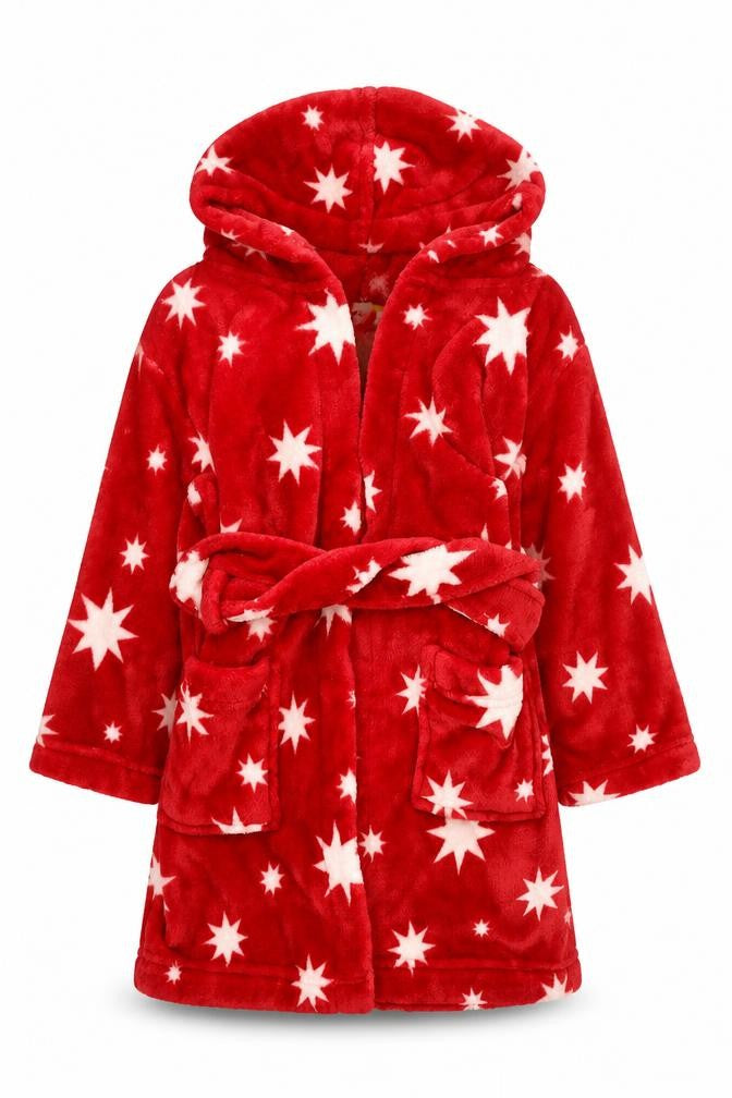 John Lewis Girls Red Solid Polyester Kimono Gown Size 3 Years  Tie - Stars