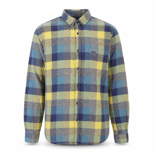 Garment Makers Mens Blue Check Cotton  Button-Up Size S Collared Button