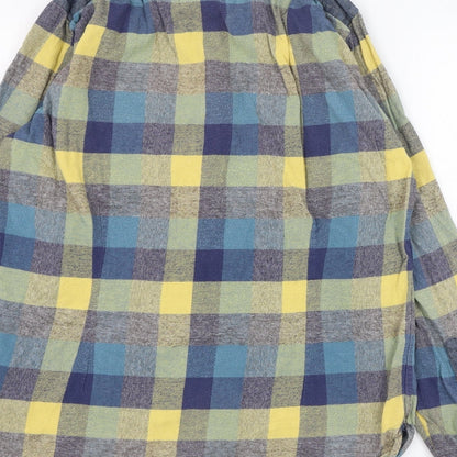 Garment Makers Mens Blue Check Cotton  Button-Up Size S Collared Button