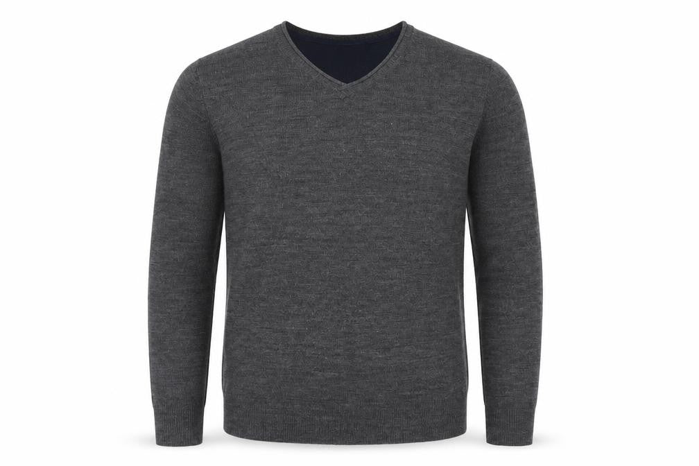 Industrialize Mens Grey V-Neck  Acrylic Pullover Jumper Size M