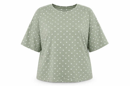 Primark Womens Green Polka Dot Polyester Basic T-Shirt Size 4 Round Neck - Loungewear