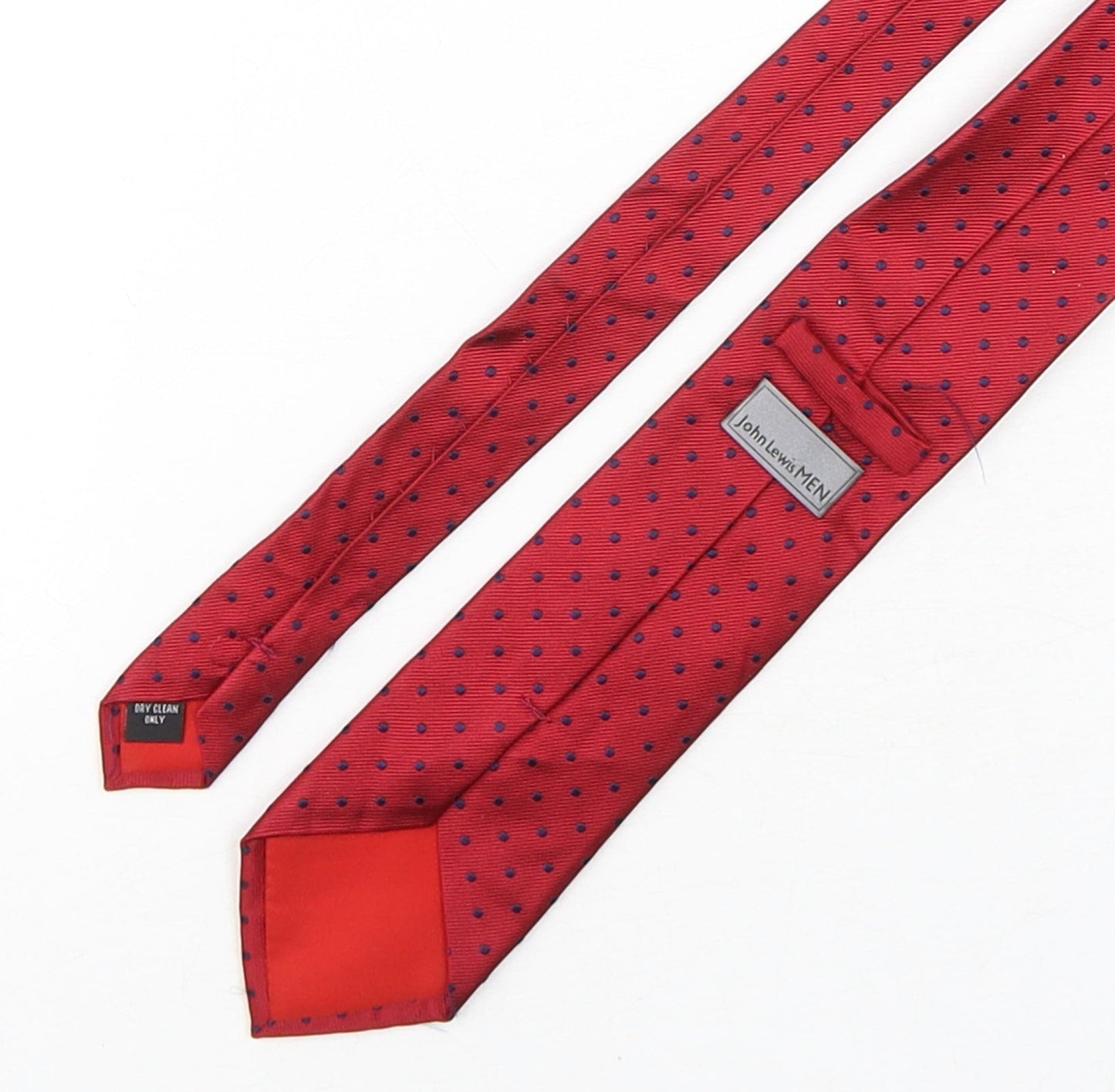 John Lewis  Mens Red Polka Dot Silk Pointed Tie One Size