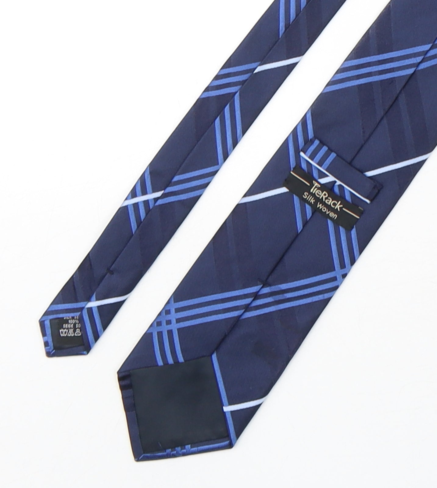 Tie Rack  Mens Blue Plaids & Checks Silk Pointed Tie One Size