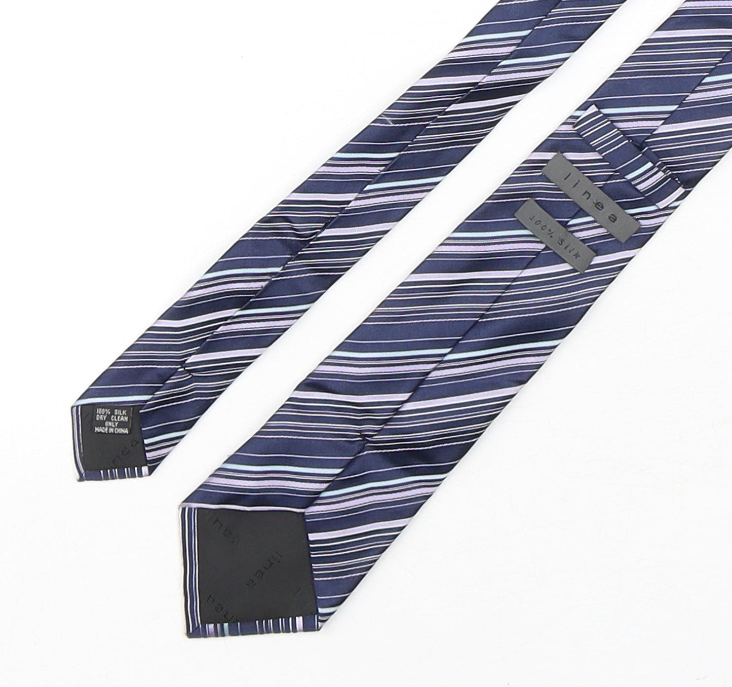Linea  Mens Blue Striped Silk Pointed Tie One Size