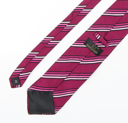 Matassini Mens Purple Striped Silk Pointed Tie One Size