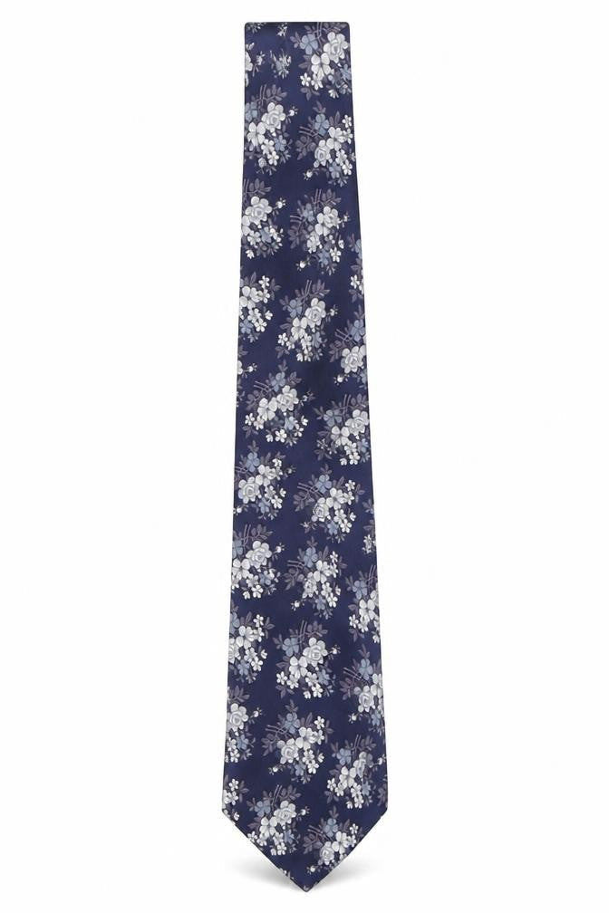 Marks & Spencer Mens Blue Floral Silk Pointed Tie One Size
