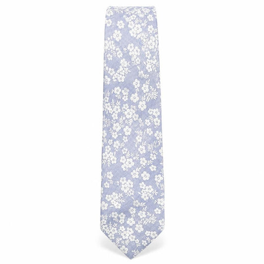 Man at LA Mens Grey Floral Silk Pointed Tie One Size