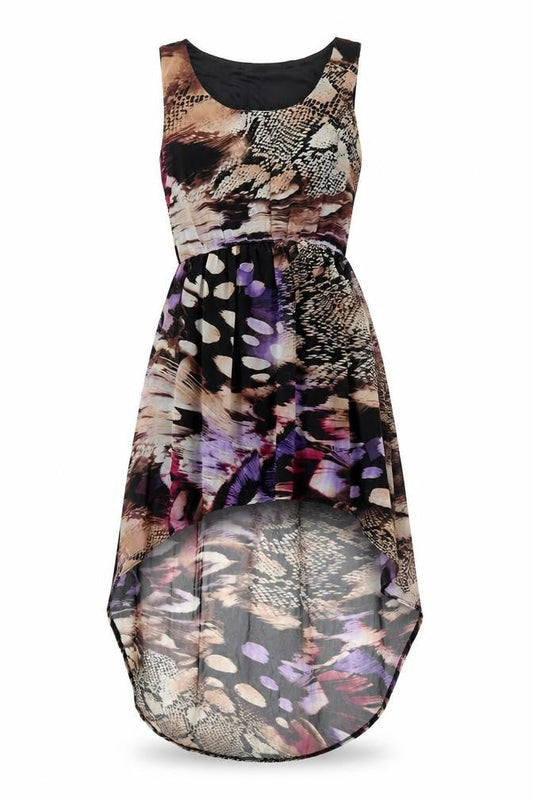 Oh My Love Womens Black Animal Print Polyester Tank Dress  Size XS  Scoop Neck Pullover