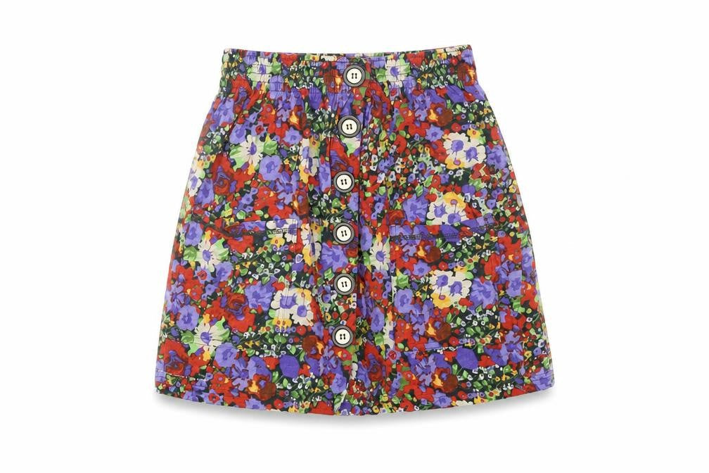 River Island Womens Multicoloured Floral Cotton Mini Skirt Size 6   Button