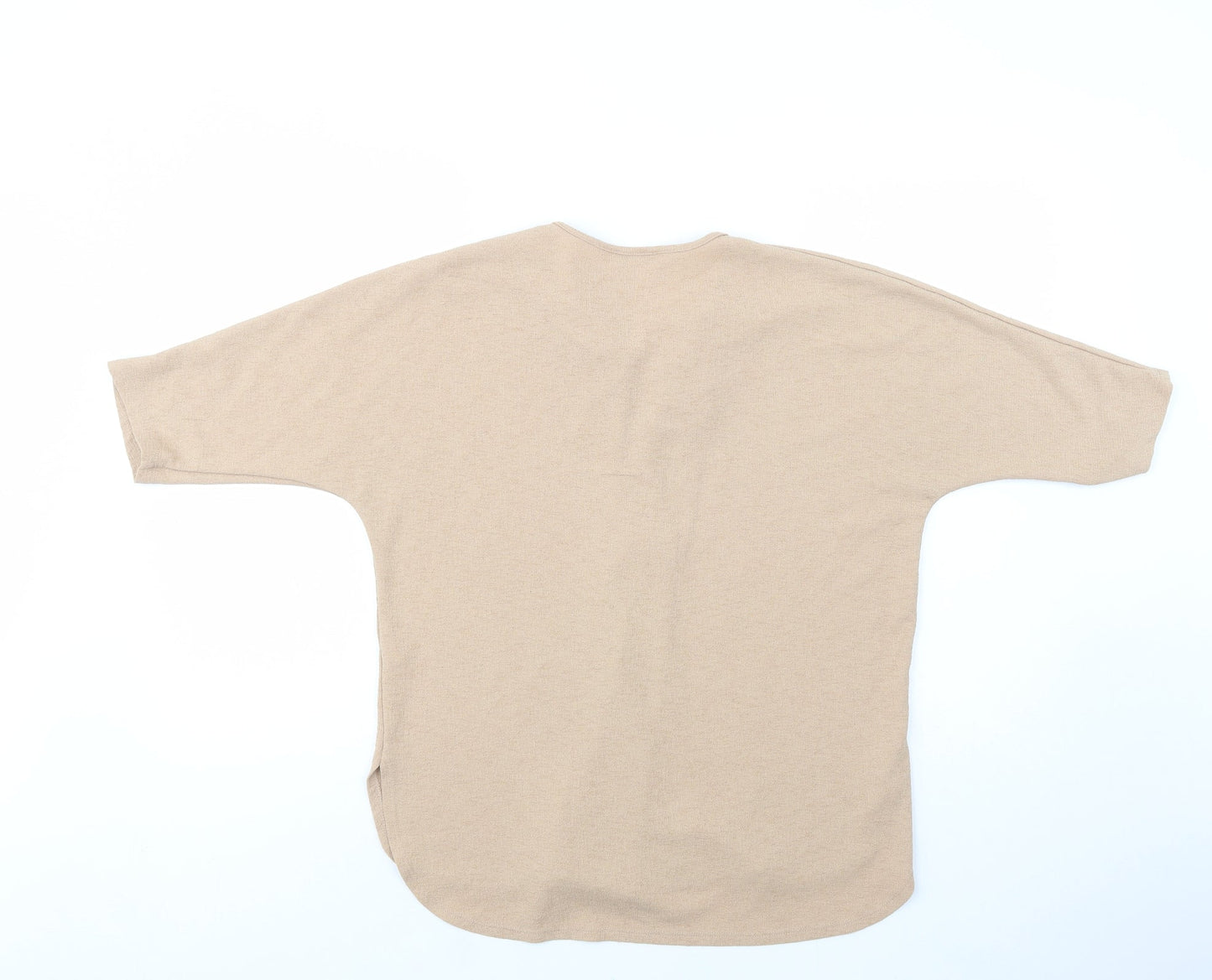 Gallery Womens Beige  Polyester Basic Blouse Size M V-Neck