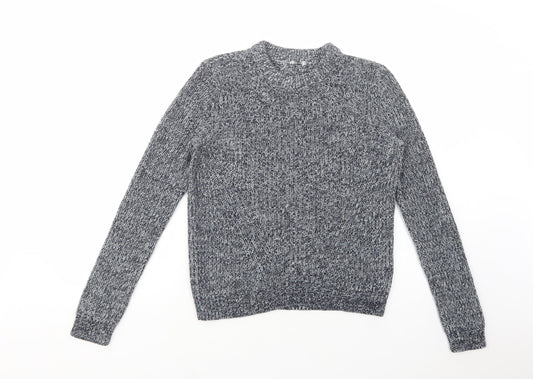 H&M Womens Blue Crew Neck  Acrylic Pullover Jumper Size S