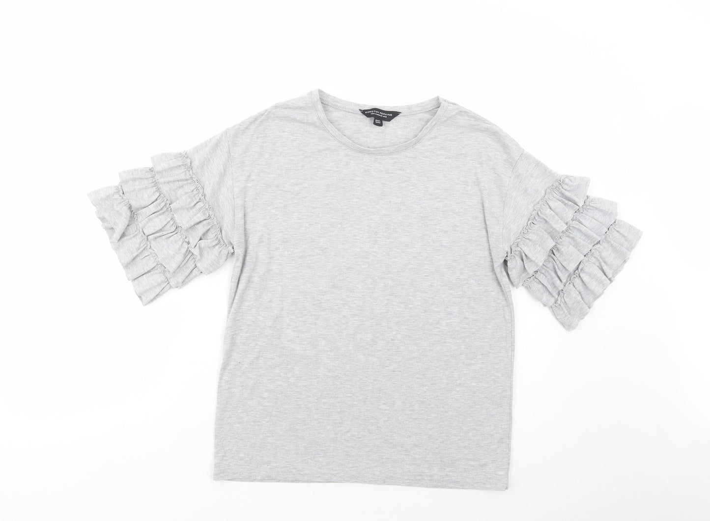 Dorothy Perkins Womens Grey  Cotton Basic T-Shirt Size 10 Crew Neck