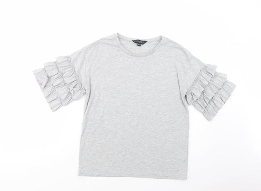 Dorothy Perkins Womens Grey  Cotton Basic T-Shirt Size 10 Crew Neck