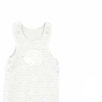 Tu Baby Grey  Polyester Dungaree Outfit/Set Size 3-6 Months  Button - Hedgehog