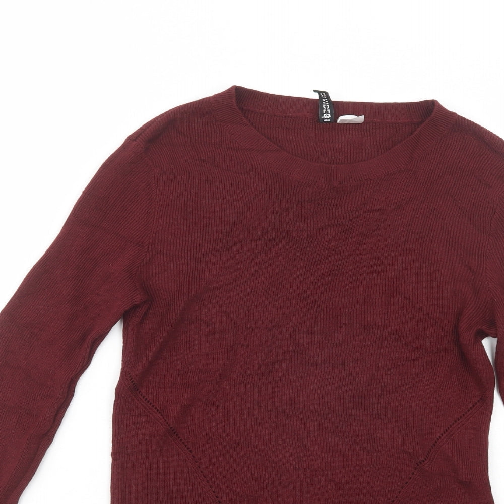H&M Womens Purple Crew Neck  Viscose Pullover Jumper Size M