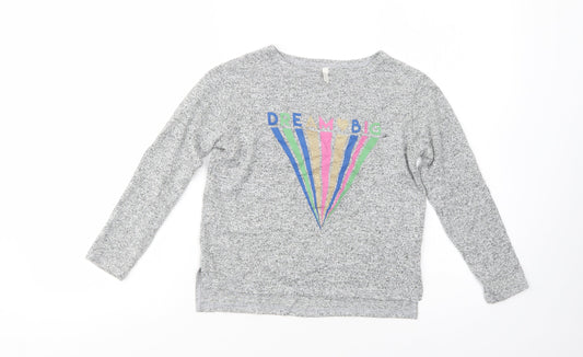 Primark Girls Grey Crew Neck  Viscose Henley Jumper Size 9-10 Years  Pullover - Dream Big