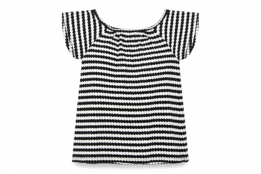 F&F Womens White Geometric Polyester Basic Blouse Size 10 Boat Neck