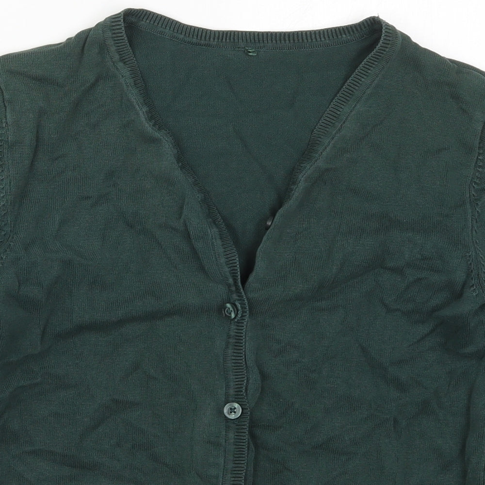 George Girls Green V-Neck  Cotton Cardigan Jumper Size 13-14 Years  Button