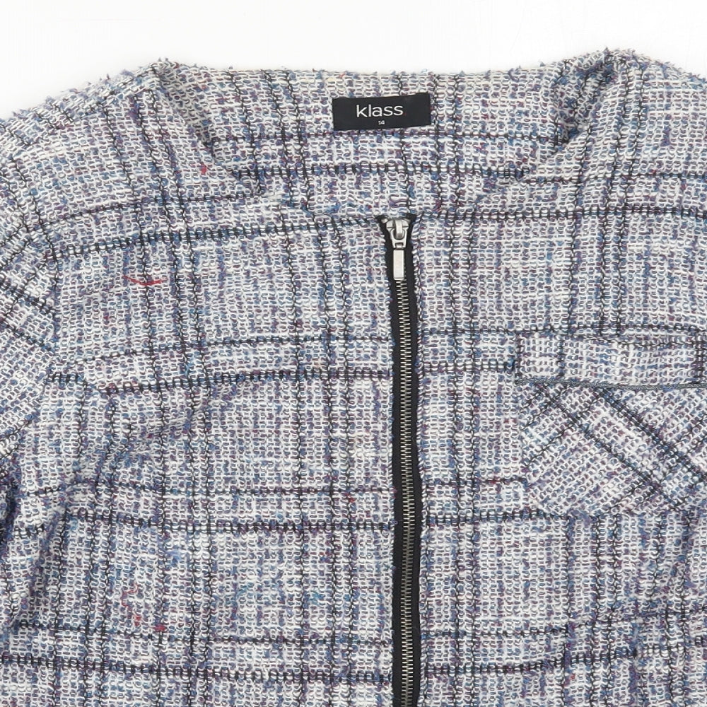 Klass Womens Blue Check  Jacket  Size 14  Zip