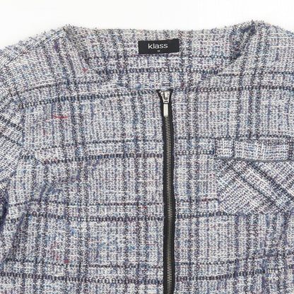 Klass Womens Blue Check  Jacket  Size 14  Zip