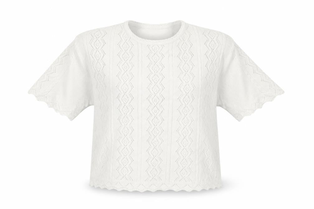 Berkertex Womens White Crew Neck Geometric Cotton Pullover Jumper Size L