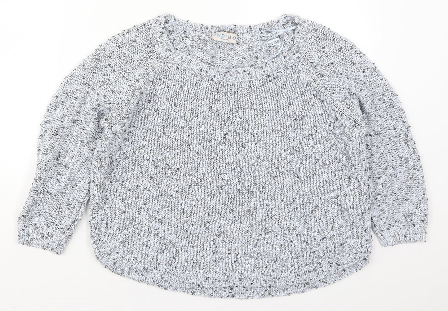 Marks and Spencer Womens Blue Round Neck  Cotton Pullover Jumper Size 10