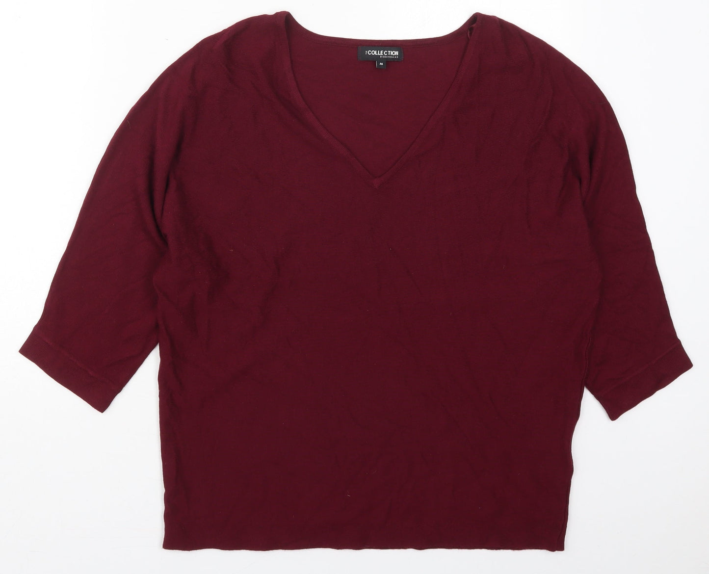 Debenhams Womens Red V-Neck  Viscose Pullover Jumper Size M