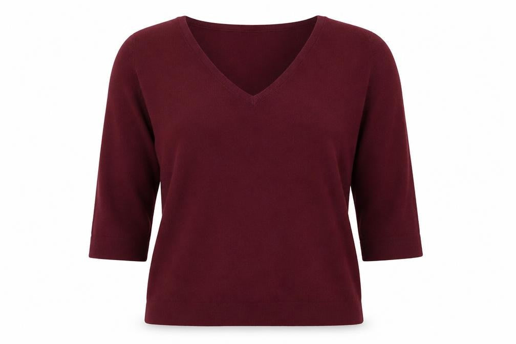 Debenhams Womens Red V-Neck  Viscose Pullover Jumper Size M