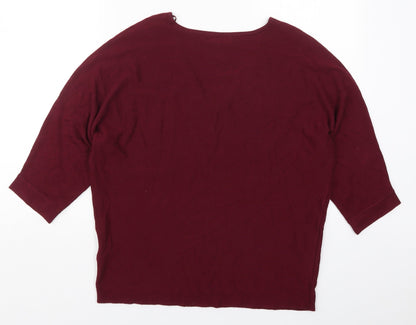 Debenhams Womens Red V-Neck  Viscose Pullover Jumper Size M