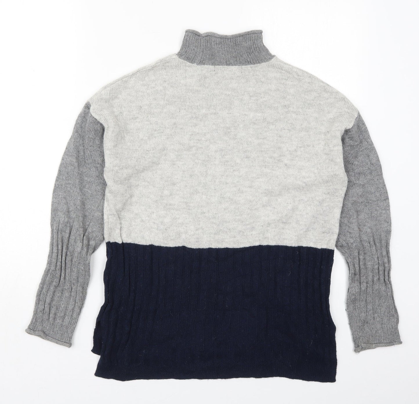 Marks and Spencer Womens Grey High Neck  Acrylic Pullover Jumper Size S   - Blue