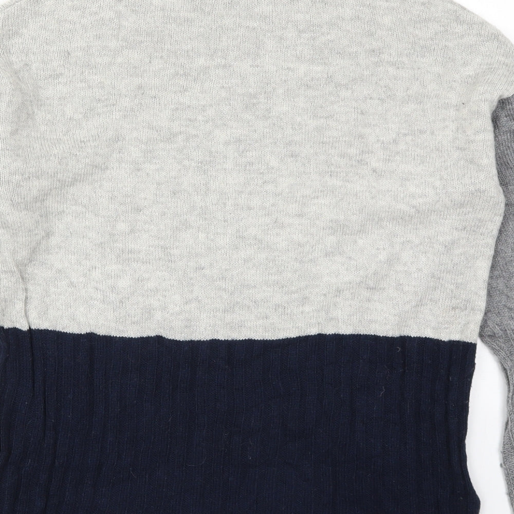 Marks and Spencer Womens Grey High Neck  Acrylic Pullover Jumper Size S   - Blue
