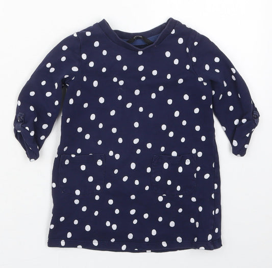 George Girls Blue Polka Dot Cotton Basic T-Shirt Size 12-18 Months Crew Neck Pullover