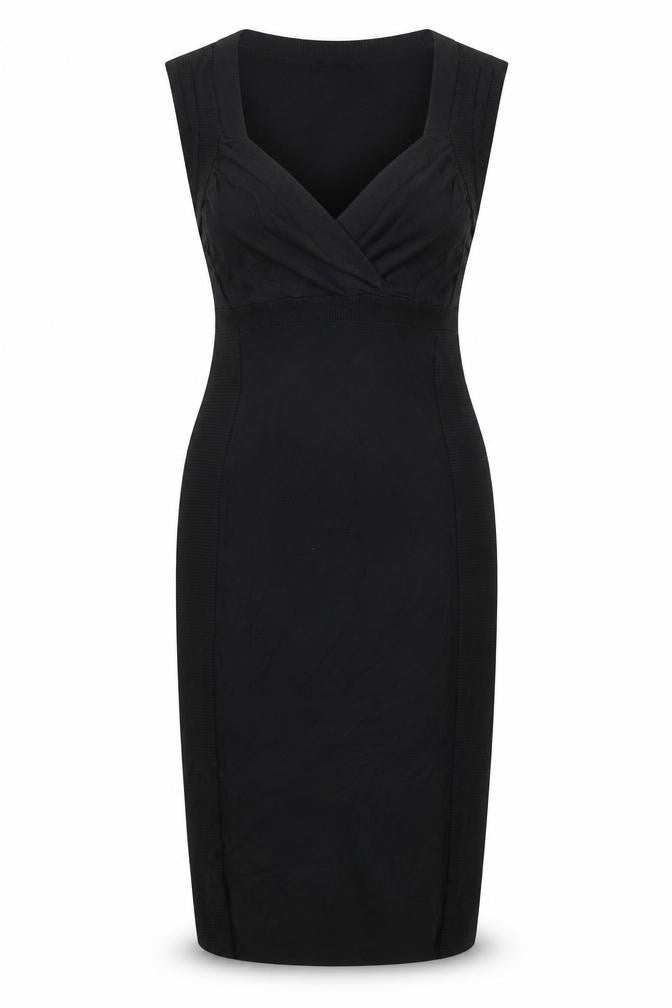 H&M Womens Black  Viscose Bodycon  Size S  V-Neck Pullover