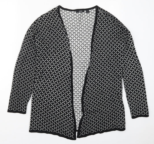 ESMARA Womens Black V-Neck Geometric Viscose Cardigan Jumper Size S
