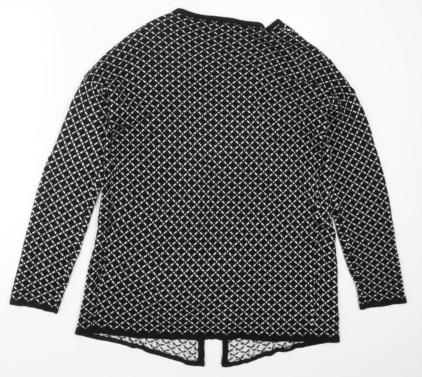 ESMARA Womens Black V-Neck Geometric Viscose Cardigan Jumper Size S