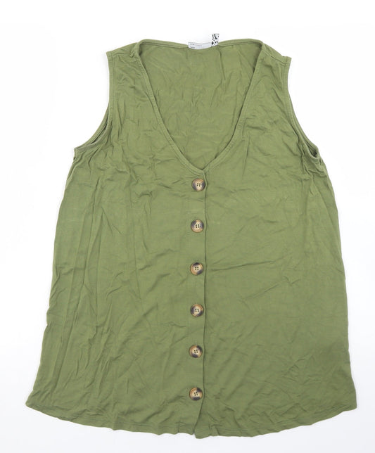 ASOS Womens Green  Viscose Basic Tank Size 6 V-Neck