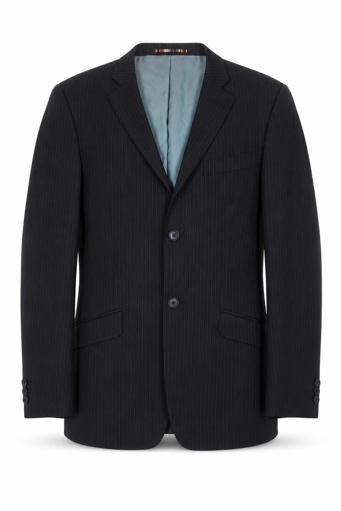 River Island Mens Black Striped Wool Jacket Blazer Size 38