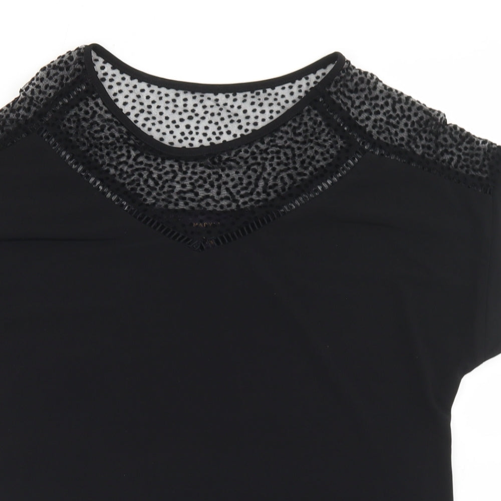 Amaryllis Womens Black  Polyester Basic Blouse Size 10 Round Neck