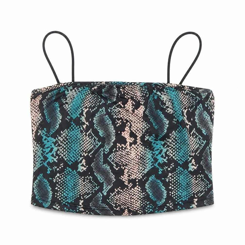 SheIn Womens Multicoloured Animal Print Polyester Cropped Tank Size S Round Neck
