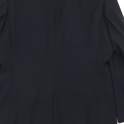 F&F Mens Black Striped Polyester Jacket Blazer Size 40