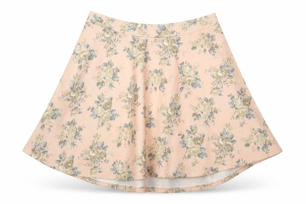 FOREVER 21 Womens Pink Floral Polyester Skater Skirt Size M