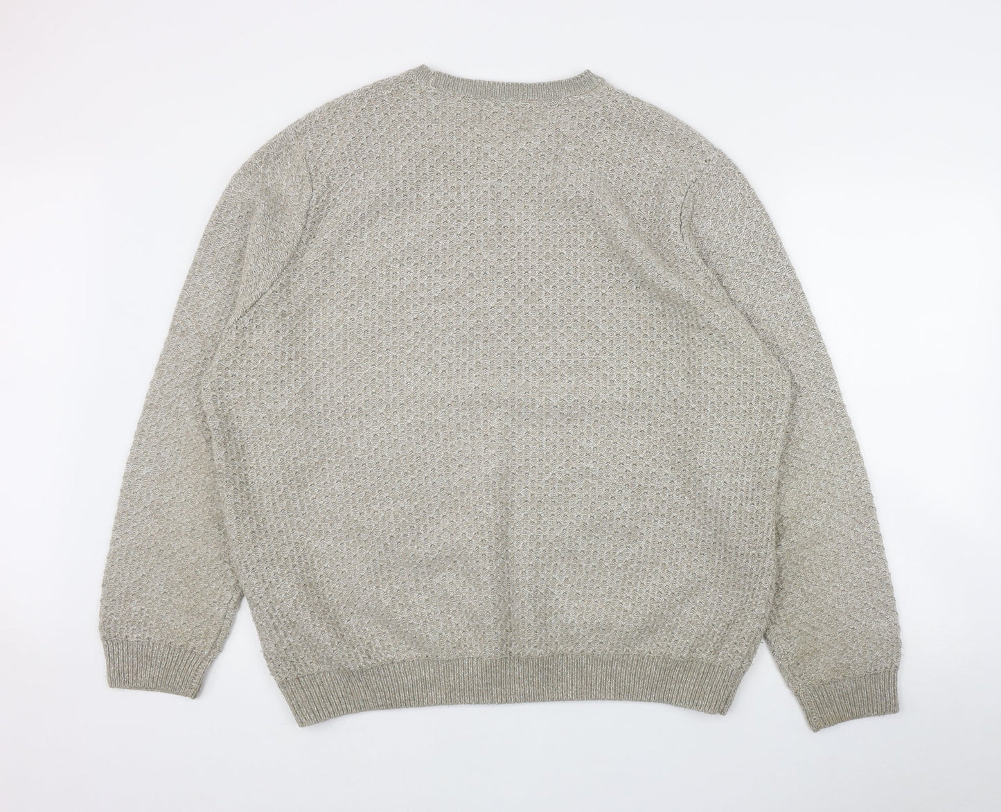 Marks and Spencer Mens Beige Round Neck  Acrylic Pullover Jumper Size 2XL